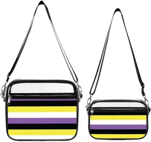 Non-Binary Flag Transparent Cross Bag Two-piece Set, Fashionable Transparent Bag