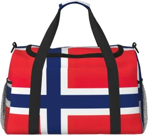 Norwegian flag print Overnight Bags for Women and Men Shoulder Bag Carry On Bag for Traveling Travel Essentials