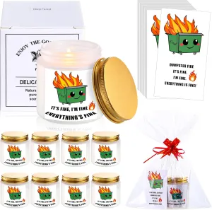 Nuanchu 30 Pcs Dumpster Fire Scented Candle Gifts for Coworker Emotional Fire Support Positive Candles Cards Transparent Plastic Bag for Coworker Friends Employee Decor
