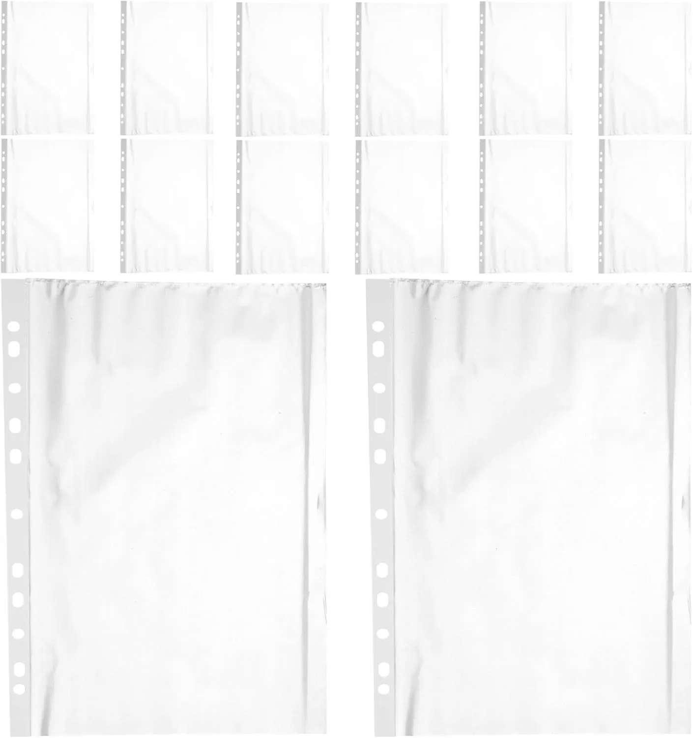 NUOBESTY 200pcs A4 Punch Pockets Binder Folders Strong Poly Pockets Student Folders Loosely Leaf Zipper Bag
