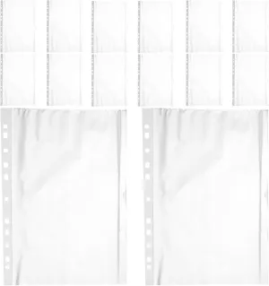 NUOBESTY 200pcs A4 Punch Pockets Binder Folders Strong Poly Pockets Student Folders Loosely Leaf Zipper Bag