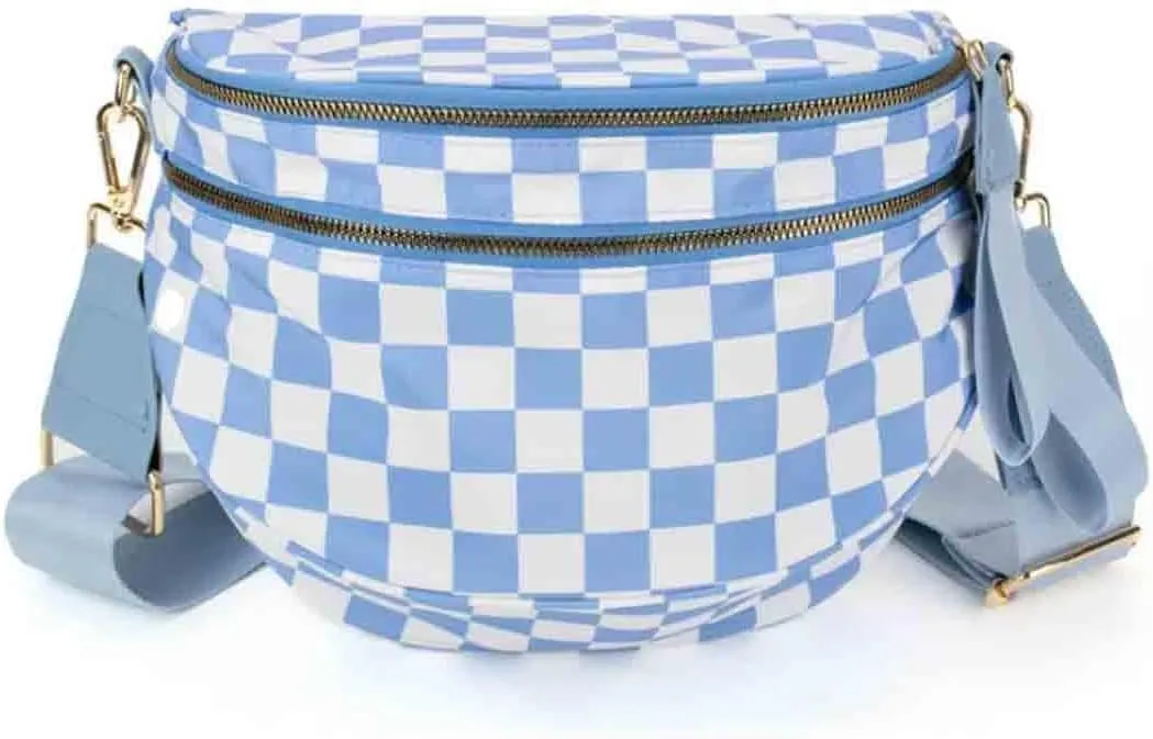 Nuvore ComfortBag,Nuvore Crossbody Bag,Multiple Pockets Large Capacity Spacious Stylish Checkered Bum Bags for Women