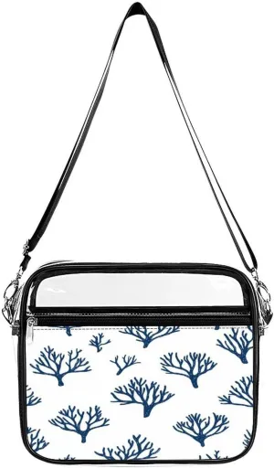 Ocean Corals Clear Crossbody Bags Shoulder Bag Messenger Purse for Stadium Concerts Sports Events