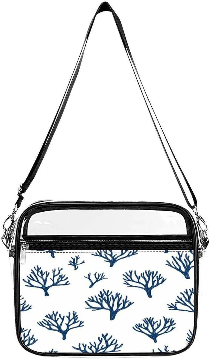 Ocean Corals Clear Crossbody Bags Shoulder Bag Messenger Purse for Stadium Concerts Sports Events