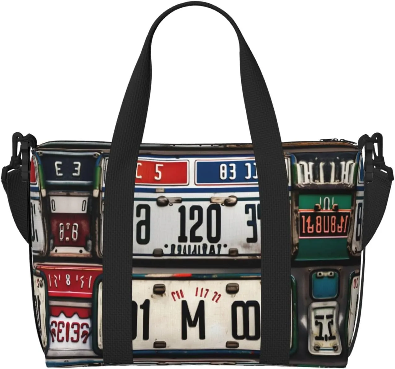 Old License Plate print Travel Duffel Bag,workout duffel bag, overnight shoulder Bag,Weekender Bag for Women Men
