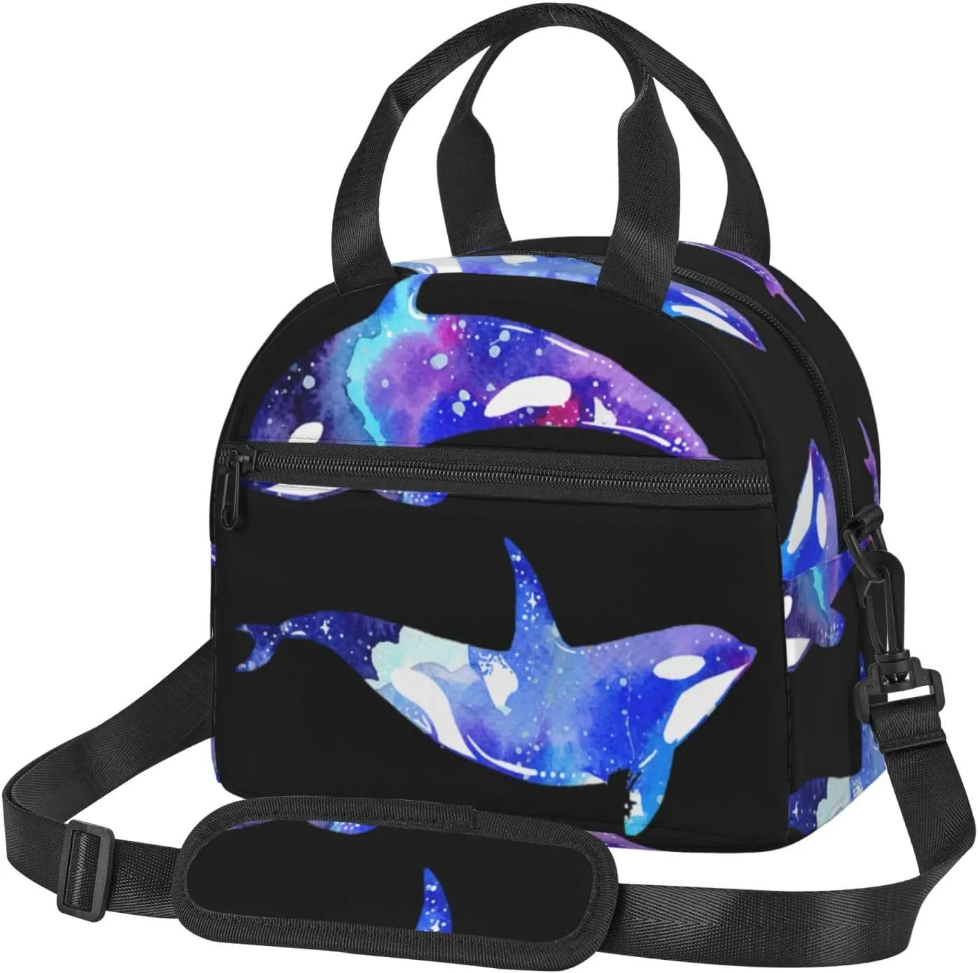 Orca Killer Whale Print Crossbody Insulated Lunch Bags For Women Men Cooler Bag Lightweight Waterproof Lunch Box
