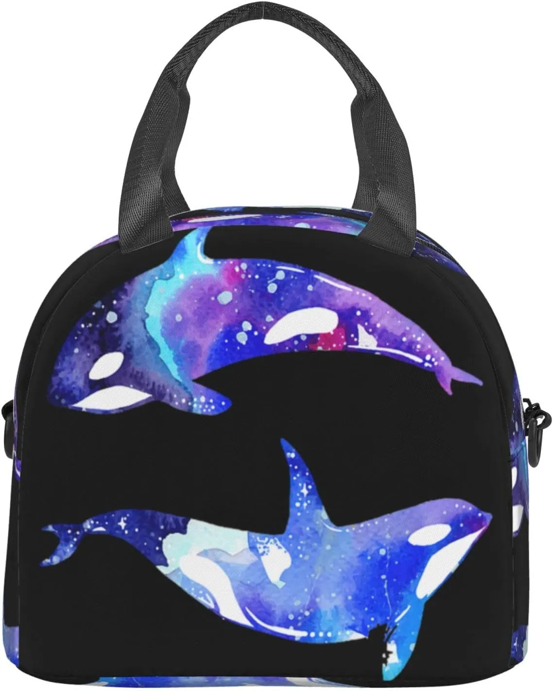 Orca Killer Whale Print Crossbody Insulated Lunch Bags For Women Men Cooler Bag Lightweight Waterproof Lunch Box