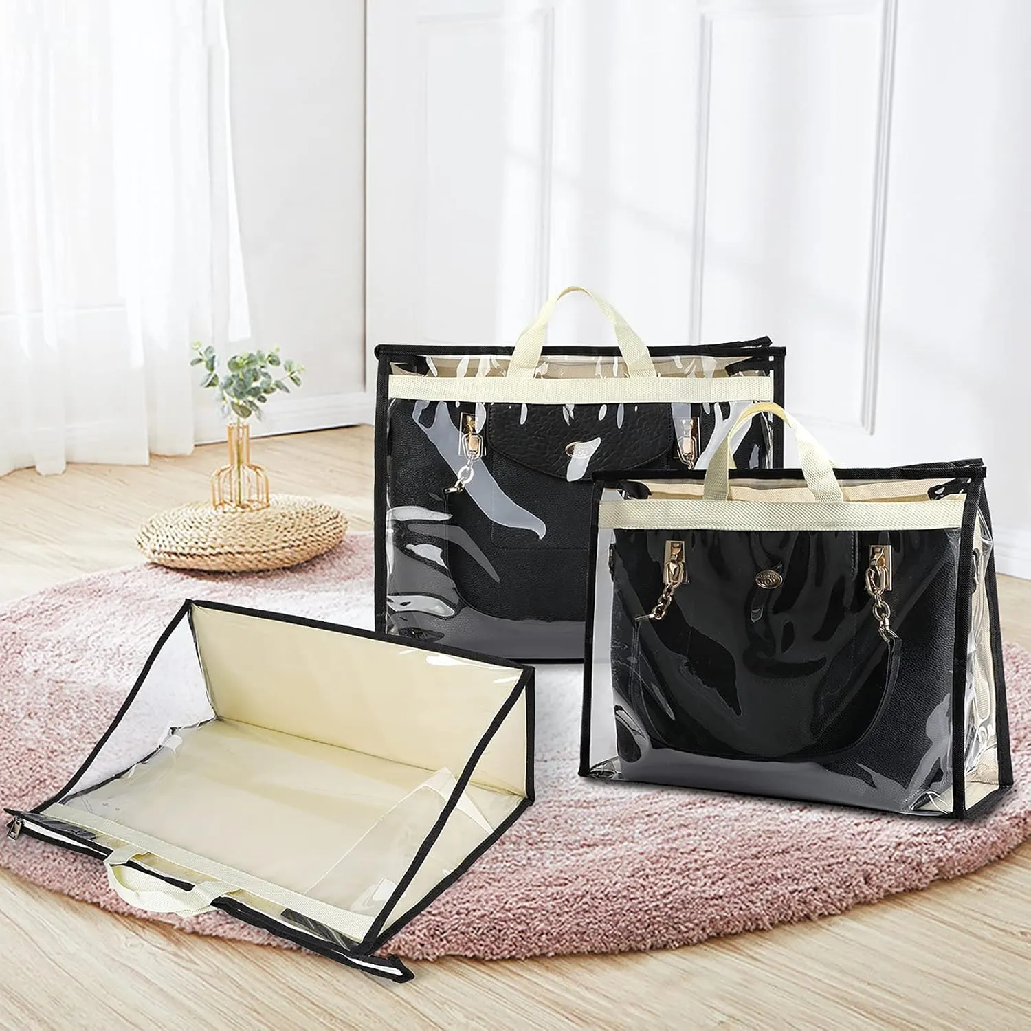 Outgeek 3PCS Purse Storage Bag Organization Purse Dust Bag Organizer Clear Plastic Lightweight Protective Waterproof Handbag Protector