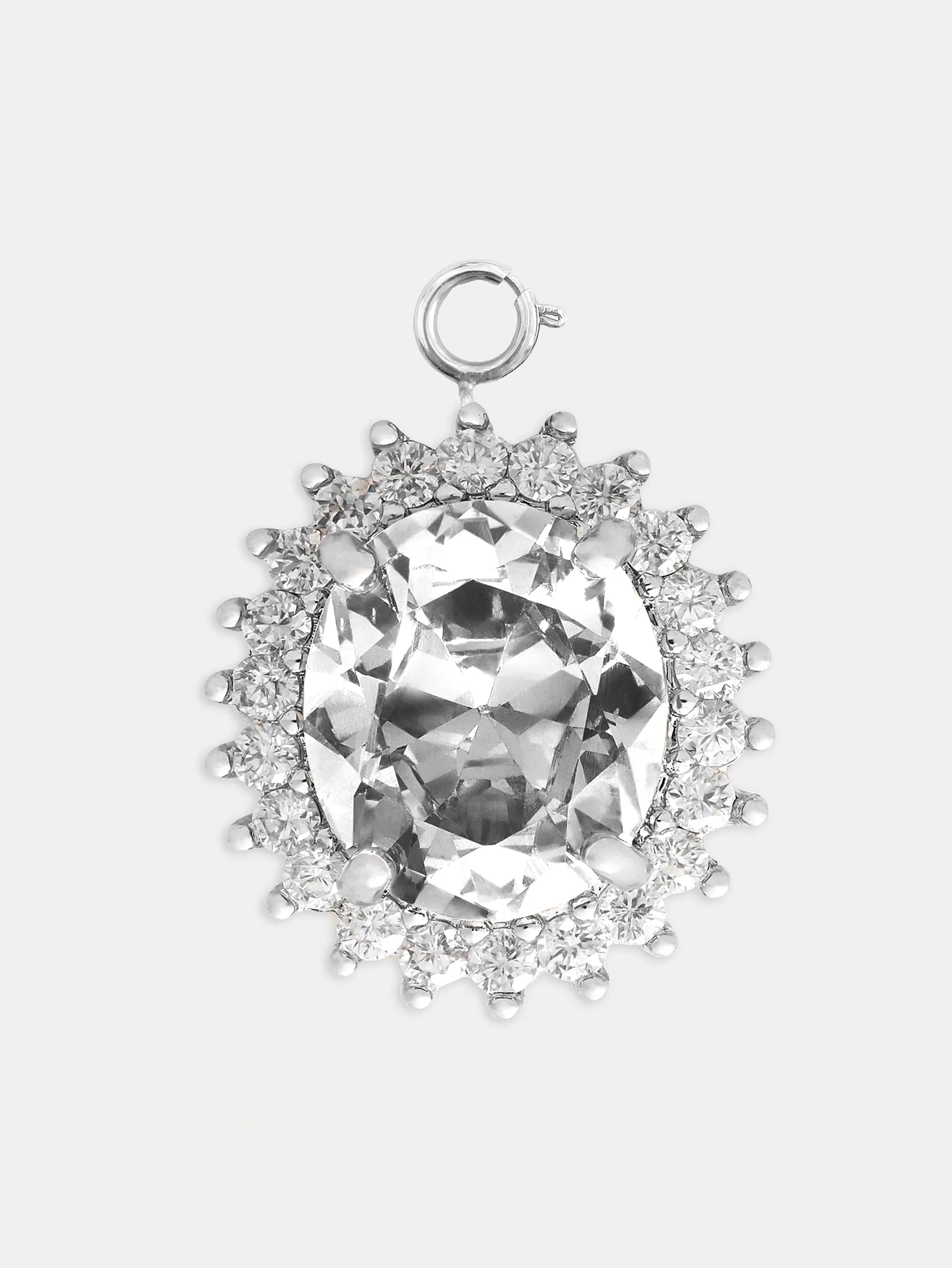 Oval charm with transparent crystal