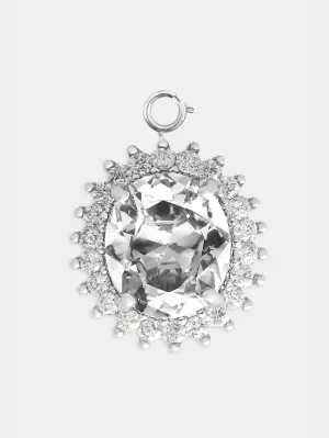 Oval charm with transparent crystal
