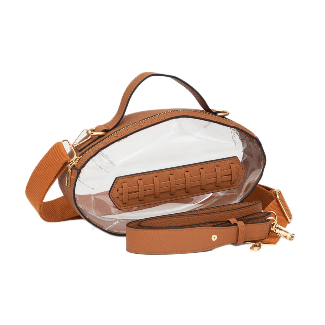 Oval Shaped Clear Brown Crossbody Bag