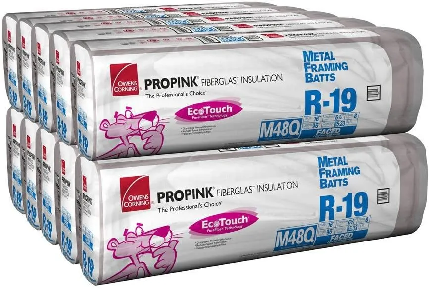 Owens Corning 1188 SQFT 10 Bags of R 19 Kraft Faced 23 by 93 Fiberglass Fits 2X6 Exterior Walls