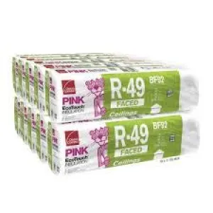 Owens Corning 320 SQFT 10 Bags of R 49 Kraft Faced 16 by 48 Fiberglass Fits 2x12 attic