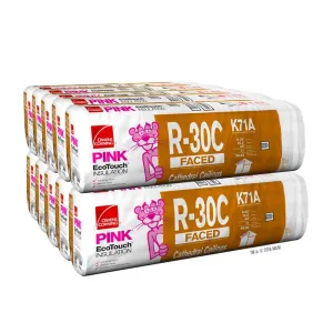 Owens Corning 568 SQFT 10 Bags of R 30 Kraft Faced 15 by 48 High Density Fiberglass Fits 2X8 attic