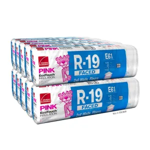 Owens Corning 853 SQFT 10 Bags of R 19 Kraft Faced 16 by 96 Fiberglass Fits 2X6 Exterior Walls