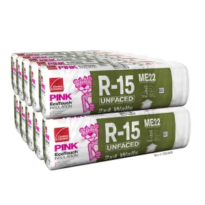 Owens Corning 875 SQFT 10 Bags of R 15 Unfaced 15 by 105 Fiberglass Fits 2X4 high Density