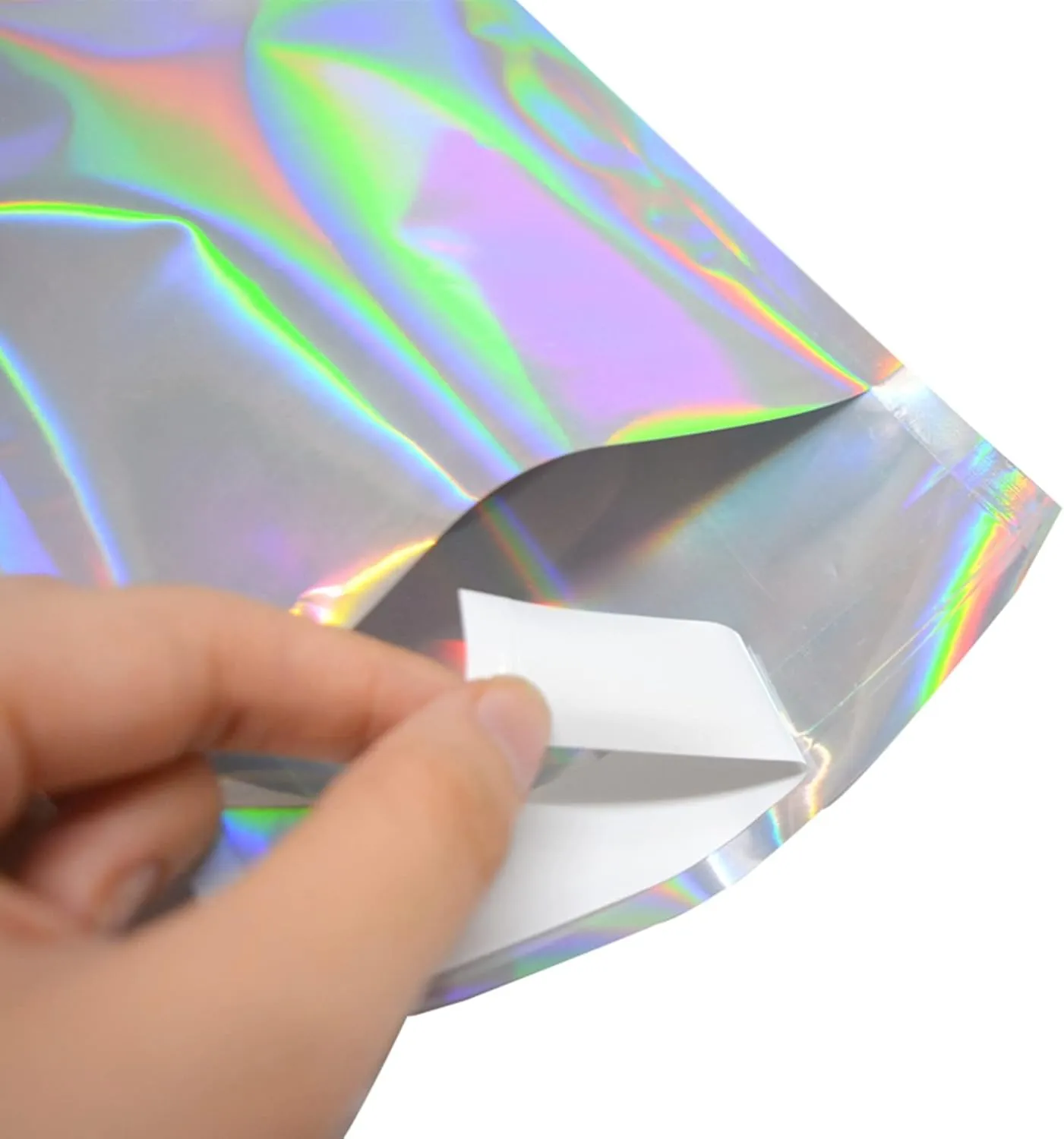 PABCK 100 Pack 4.5×6.5 1.57 inch Holographic Metallic Poly Mailers Self Sealing Packaging Foil Glitter Bags Shipping Envelopes Mailing Storage Pouches for Shipping Packaging