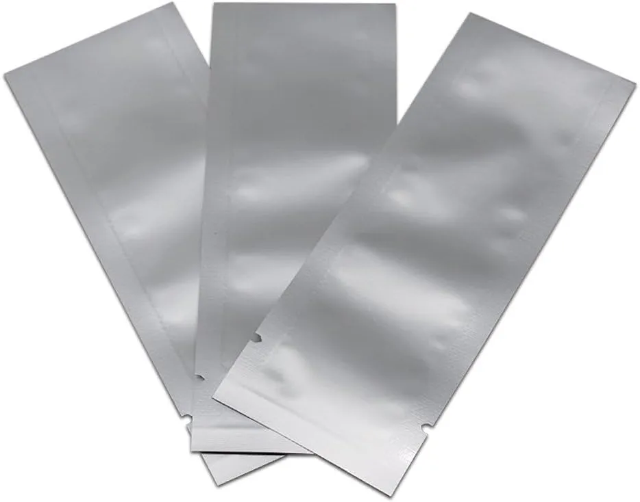 PABCK 100 Pcs 3.15x9.45 inches Small Mylar Bags Heat Sealable 3.34mil Pure Foil Bag Powder Coffee Food Storage Vacuum Pouches for Sampling Packaging Aluminum Foil Package