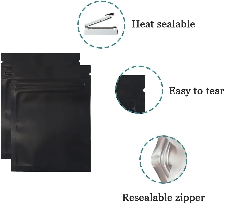 PABCK 500 Pack 2.9x3.9inch (2.5x2.7inch inside size) Resealable Zipper Lock Food Storage Bags for Zip Heat Seal Lock Coffee Foil Packaging Pouch for Food Self Sealing Storage Supplies