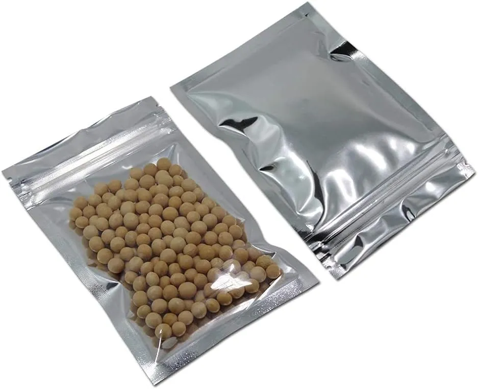 PABCK 500 Pack 5.5x7.9 inch (Inside Size 5.1x6.3 inch) Clear Front Resealable Heat Seal Bags for Zip Bulk Food Storage Lock Bag Reclosable Airtight Foil Pouch with Tear Notches