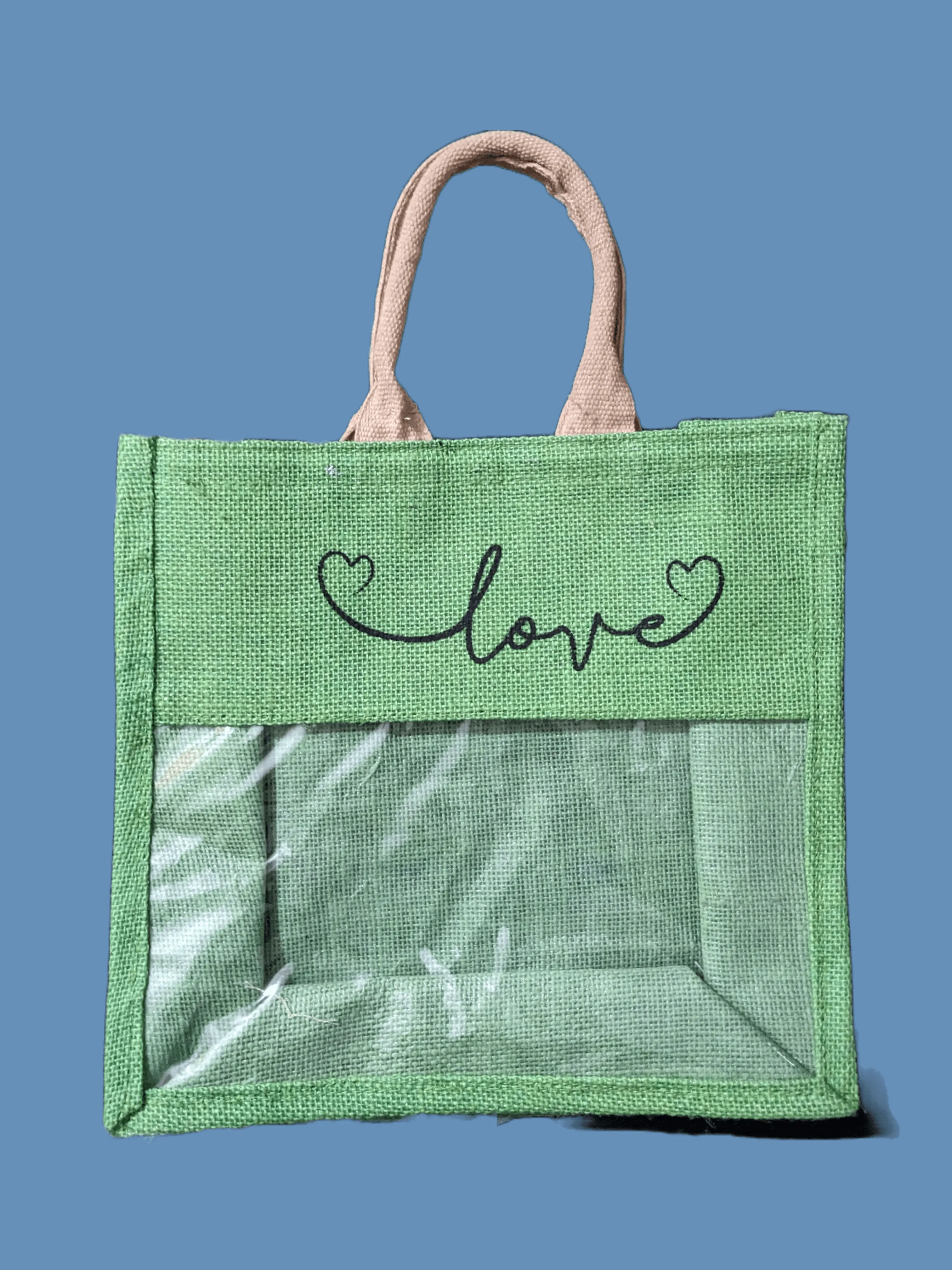 Pack of 10 Transparent Large Size Jute Bag for Returng Gifts 13X12x6 inch