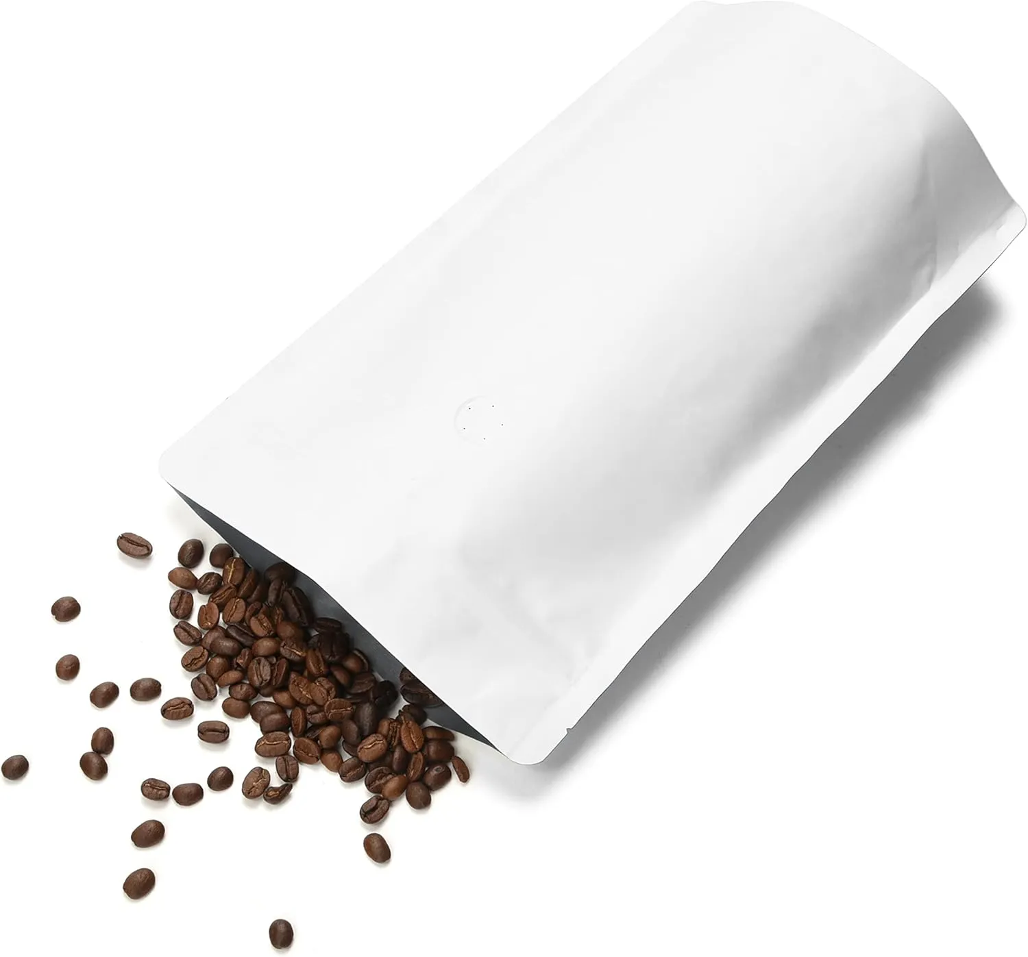 Pack of 50 White Kraft Paper Coffee Bags with Degassing Valve, Stand-up Coffee Pouches in Food Grade with Resealable Zipper Lock (16oz,1lb, 50 Pieces)