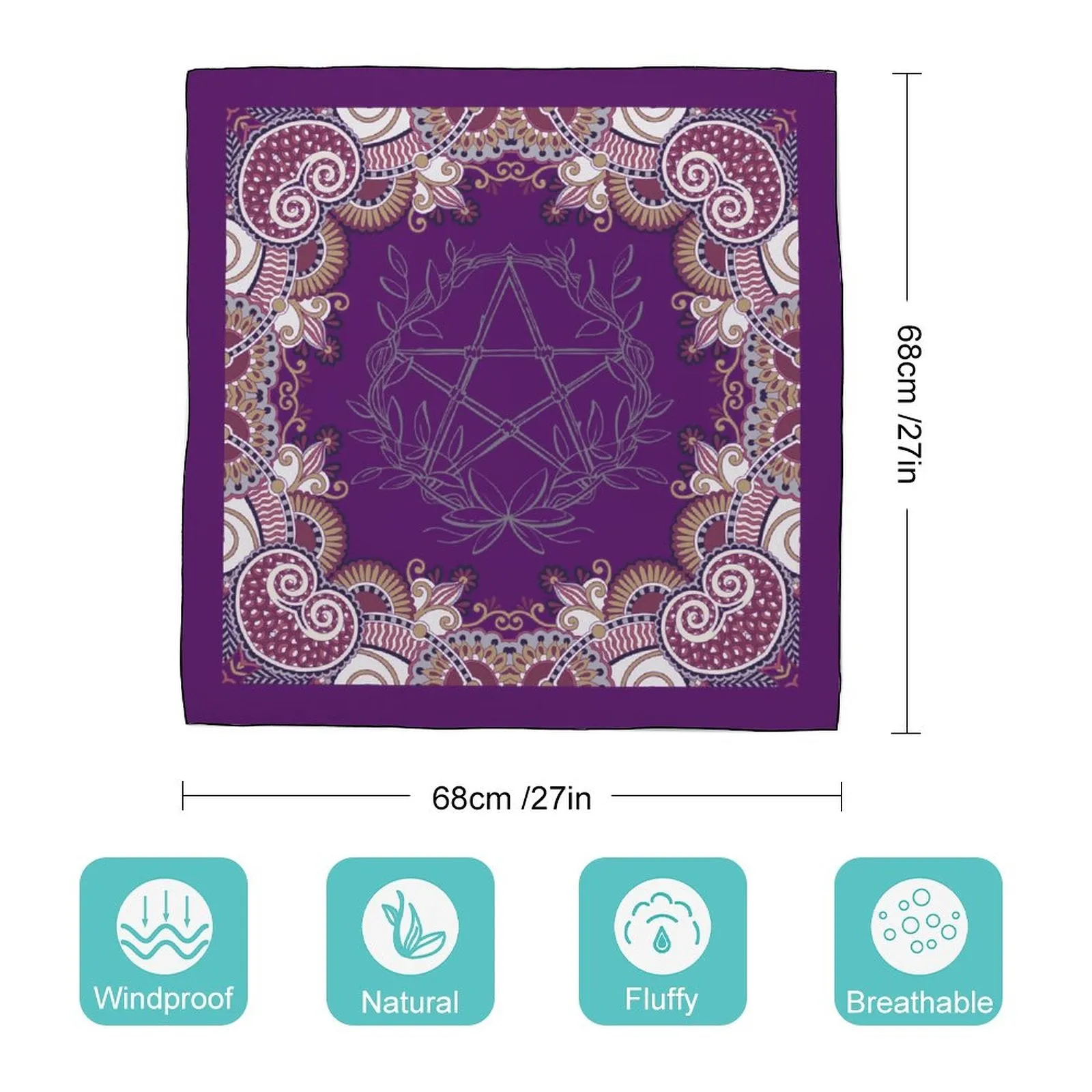 Pagan Paisley Purple Women's Scarf, Witch Headscarf/Silky Bandana/Neckerchief