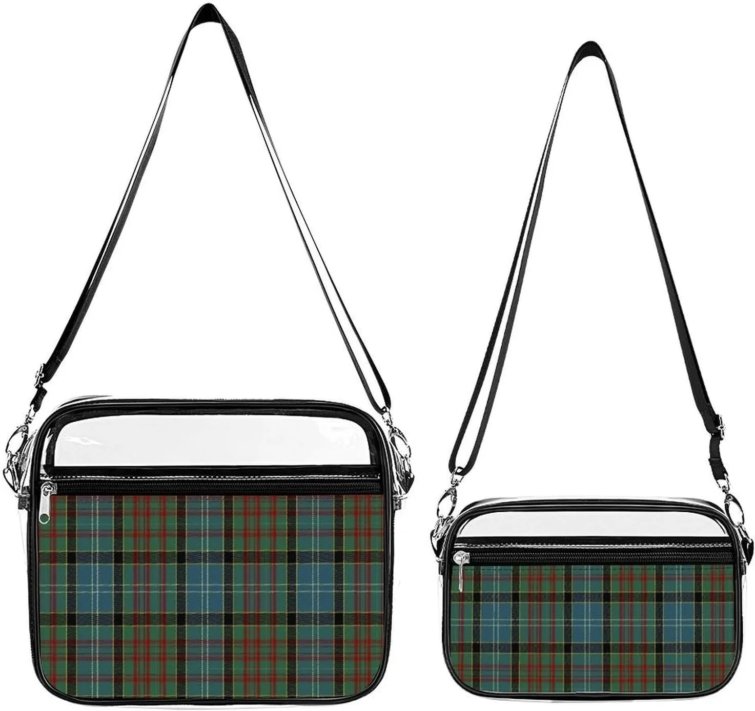 Paisley District Tartan Transparent Cross Bag Two-piece Set, Fashionable Transparent Bag