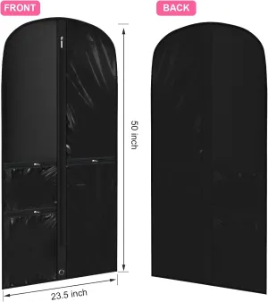Paterr 10 Pcs 50 Inch Transparent Dance Costume Garment Bag Plastic Dance Garment Cover with Zippered Pocket Clothes Protectors for Hanging Clothes Costume Organizer for Travel Storage(Black)