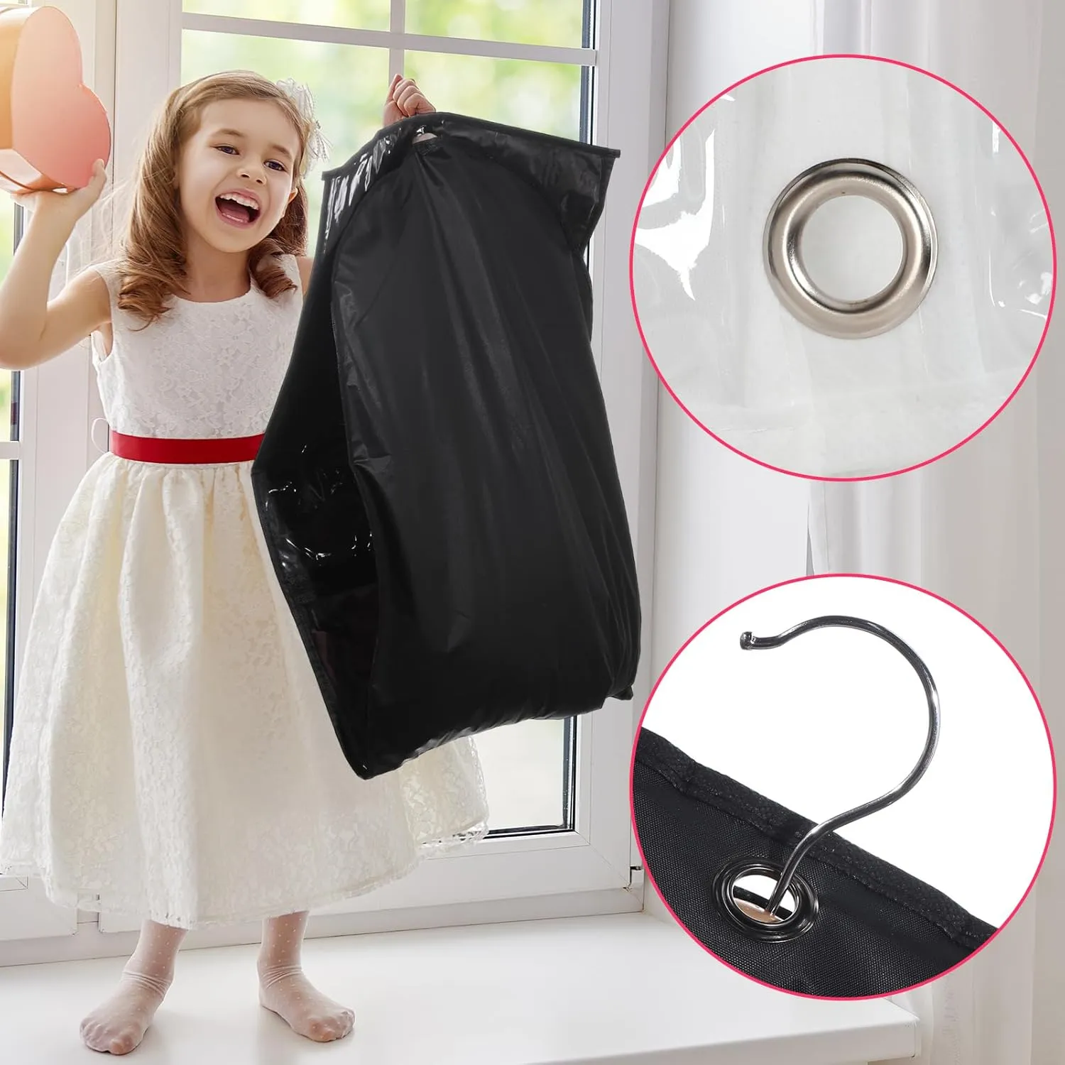 Paterr 10 Pcs 50 Inch Transparent Dance Costume Garment Bag Plastic Dance Garment Cover with Zippered Pocket Clothes Protectors for Hanging Clothes Costume Organizer for Travel Storage(Black)