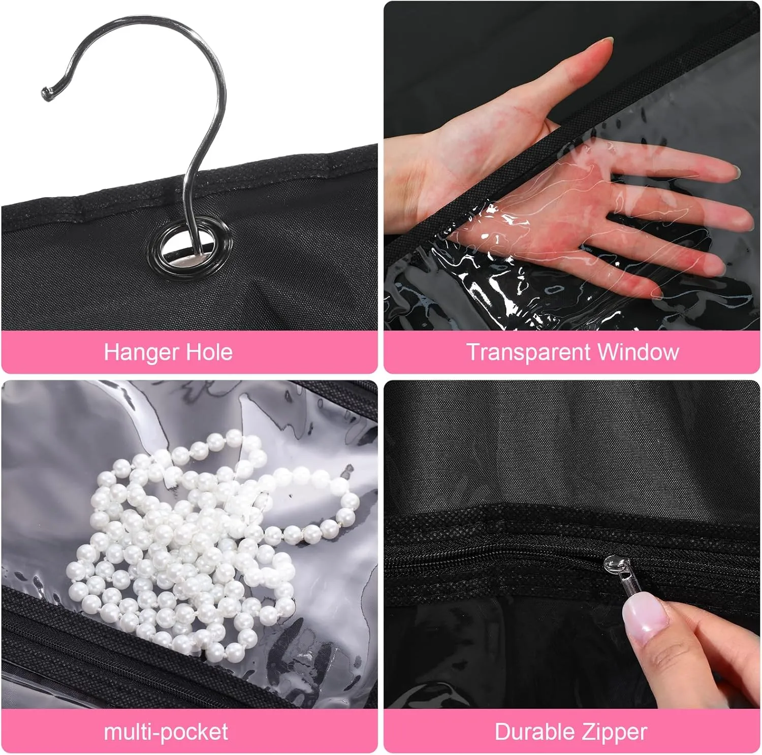 Paterr 10 Pcs 50 Inch Transparent Dance Costume Garment Bag Plastic Dance Garment Cover with Zippered Pocket Clothes Protectors for Hanging Clothes Costume Organizer for Travel Storage(Black)