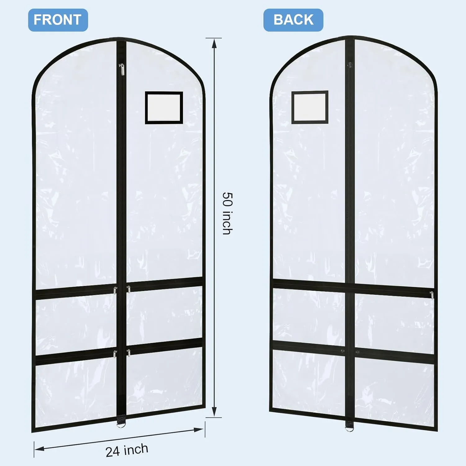 Paterr 10 Pcs 50 Inch Transparent Dance Costume Garment Bag Plastic Garment Cover with Zippered Pocket Clothes Protectors for Hanging Clothes Costume Organizer for Travel Storage(Clear Black)
