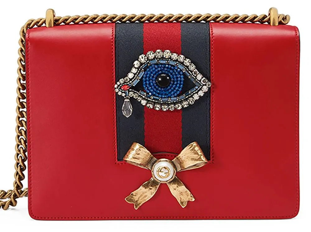 Peony Medium Eye Chain Shoulder Bag Red