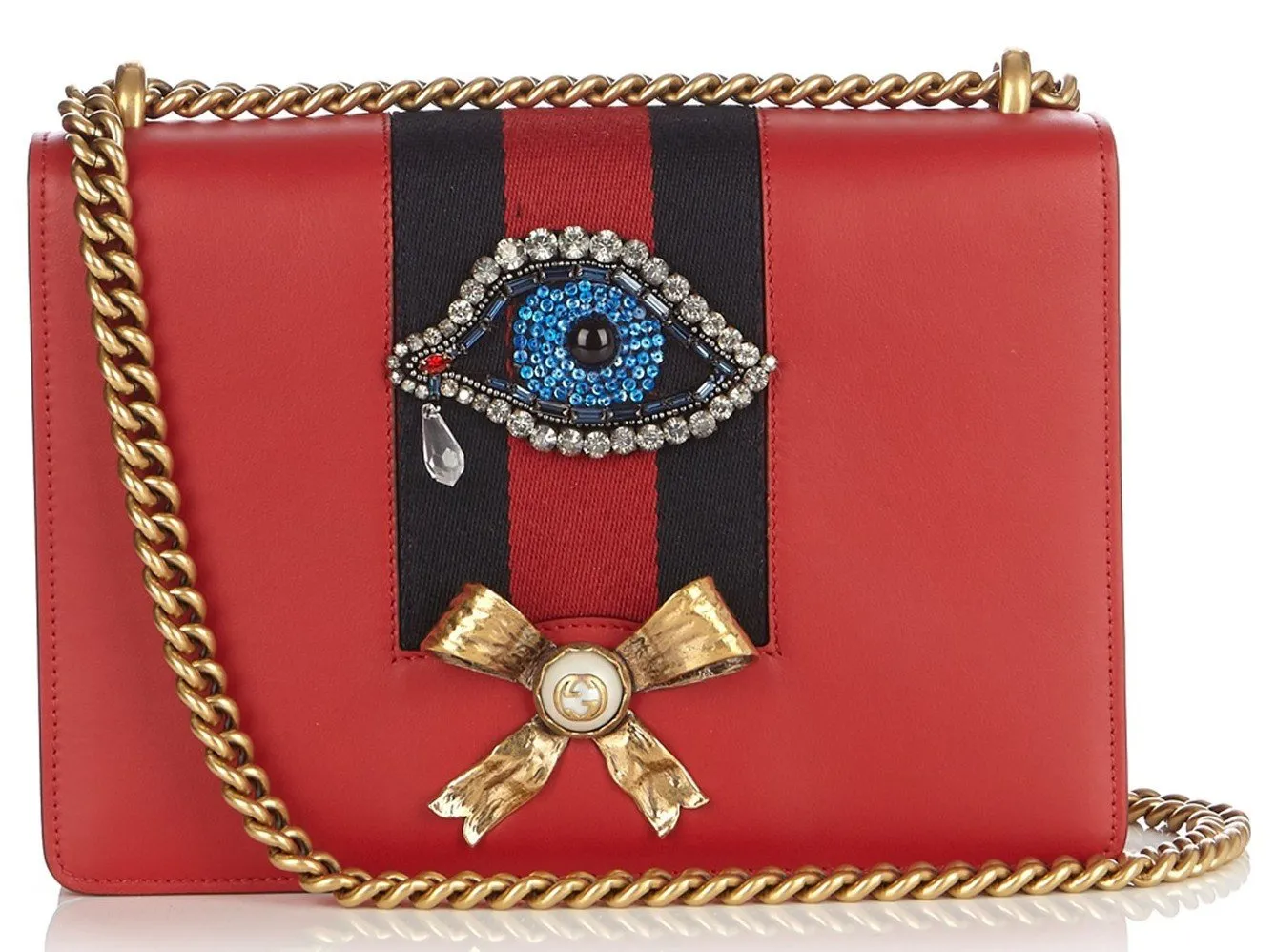 Peony Medium Eye Chain Shoulder Bag Red