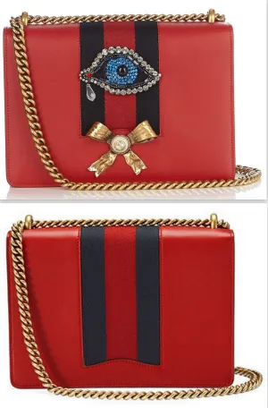 Peony Medium Eye Chain Shoulder Bag Red