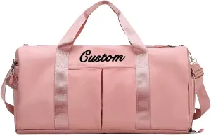 Personalized Duffel Bag Custom Embroidered Gym Bag Travel Sports Duffel Bags with Compartment for Shoes Wet Dry Clothes Weekender Bag Overnight Bag for Women Men