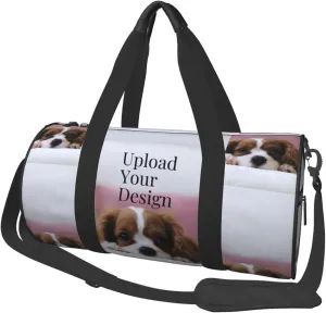 Personalized Duffle Bag Custom Gym Travel Sports Bag for Women Men, Customized Photo Text Logo Family Name Waterproof Weekend Getaway Handbag, Carry on Gymbag Dry Wet Separated Bags Gift