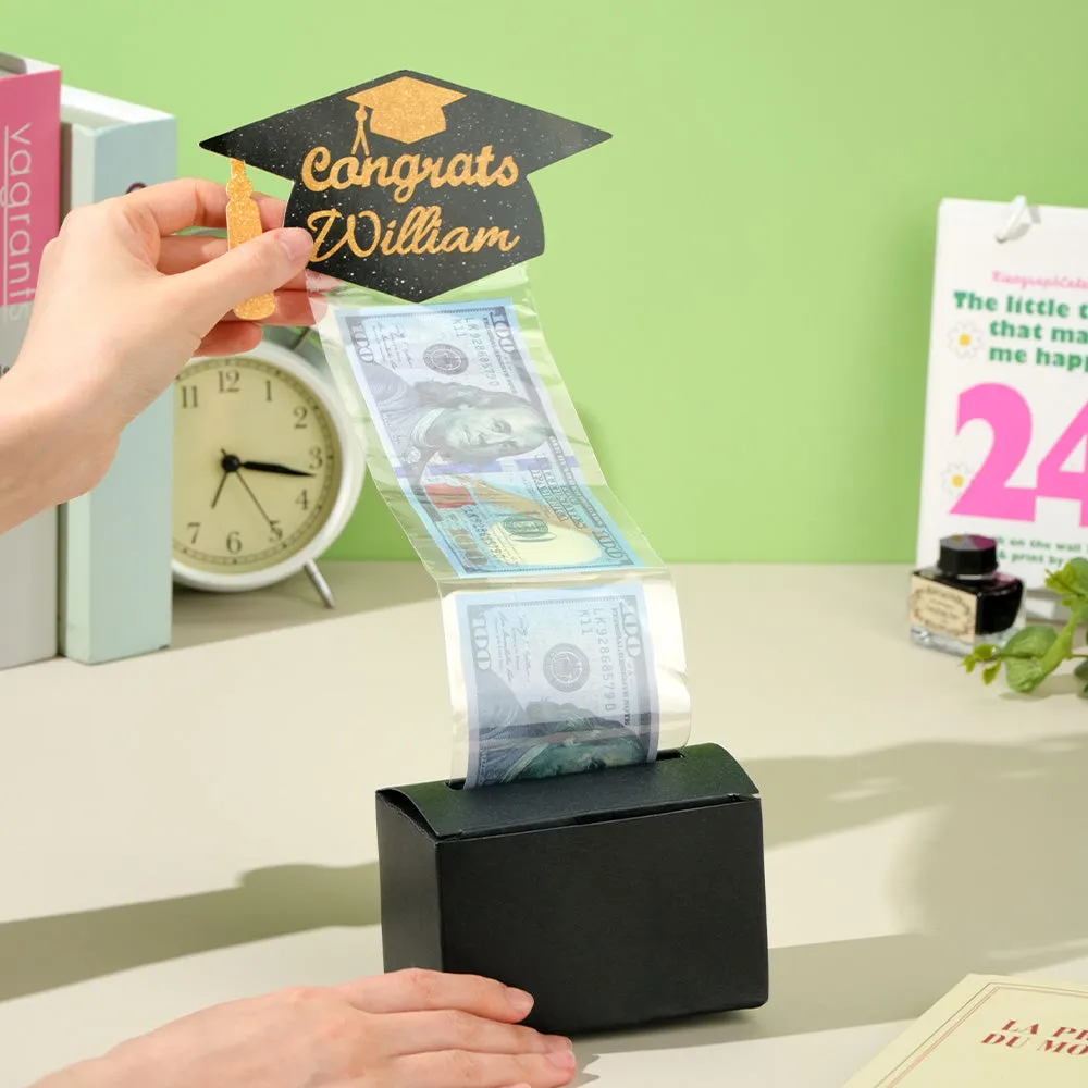Personalized Graduation Cap Pull Out Money Gift Box Money Holder with 30pcs Transparent Bags Gift for Graduates