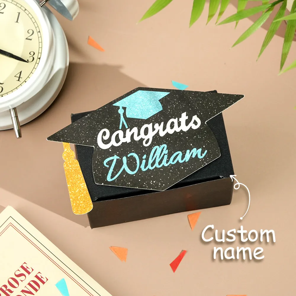 Personalized Graduation Cap Pull Out Money Gift Box Money Holder with 30pcs Transparent Bags Gift for Graduates