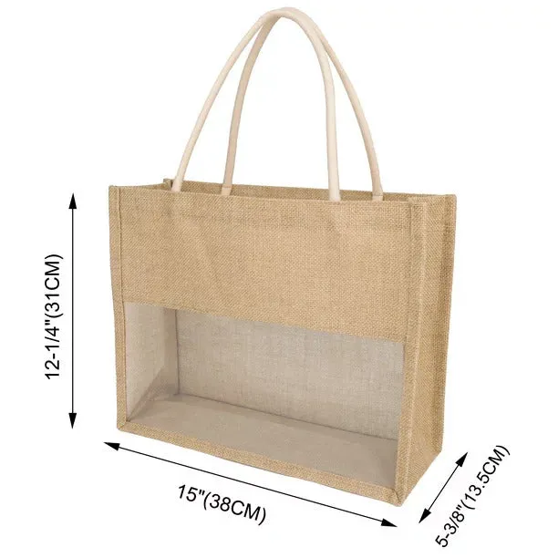 Personalized Tote Gift bag, Bridesmaid Transparent Jute Wedding Gift Bags ,