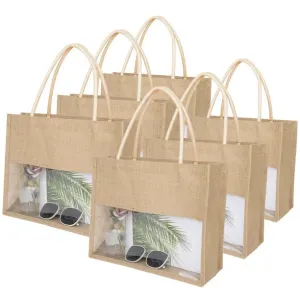Personalized Tote Gift bag, Bridesmaid Transparent Jute Wedding Gift Bags ,