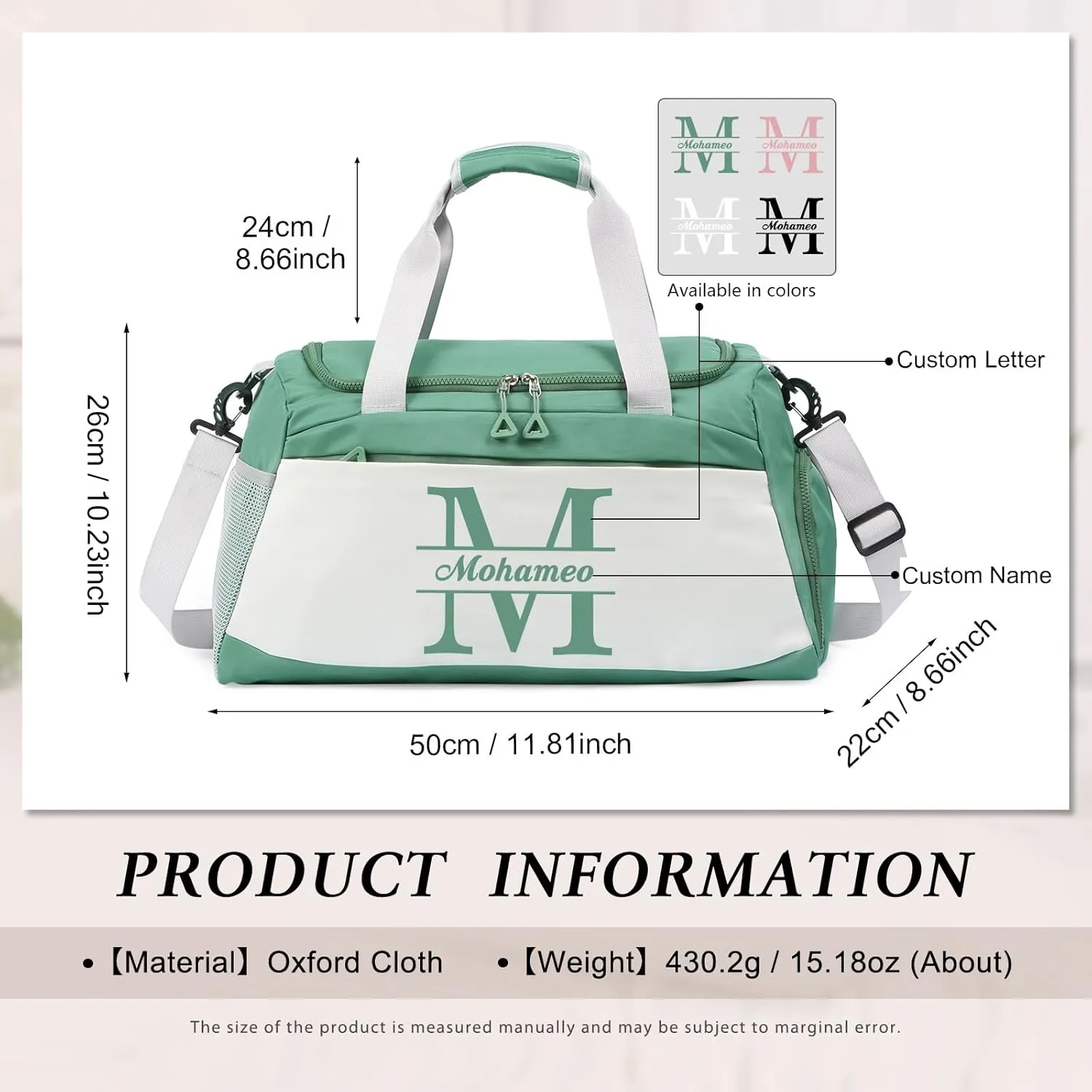 Personalized Travel Duffel Bag - Custom Name Letter Large Capacity Sport Gym Bag with Wet Dry Pockets Weekend Travel Bag Gifts for Women Men Husband Dad Son Wife for Anniversary Christmas