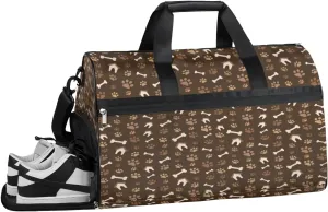 Pet Paw Print Gym Bag Womens Mens Travel Duffel Bag Sport Gym Tote Bags Footprints Weekend Overnight Bag Gymbag with Shoe Compartment