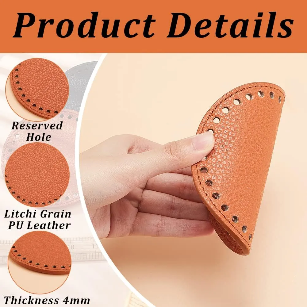 PH PandaHall 4 Colors Bag Bottom Base Pad, 4.7" Round Crochet Bag Bottom PU Leather Bag Base with Holes Crochet Bags Nail Bottom for Crochet Handbag Purse Shoulder Crossbody Bag Knitting, 4PCS/Set