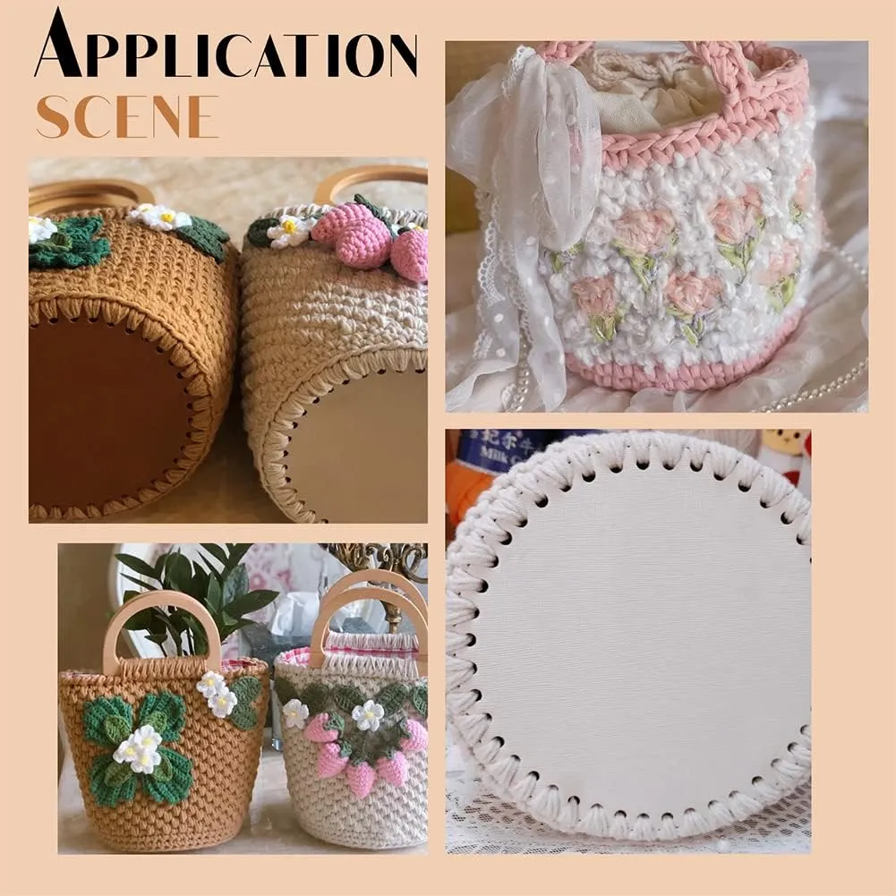 PH PandaHall 4 Colors Bag Bottom Base Pad, 4.7" Round Crochet Bag Bottom PU Leather Bag Base with Holes Crochet Bags Nail Bottom for Crochet Handbag Purse Shoulder Crossbody Bag Knitting, 4PCS/Set