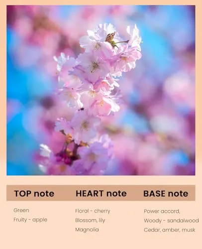 Pheromone Perfume for Women & Men, No.12 Cherry Blossom, Floral and Airy Fragrances Notes,Enhanced Scents,Long Lasting Perfume Oil, Pheromone Cologne for Men&Women, 0.34 oz Travel Size Perfume Spray