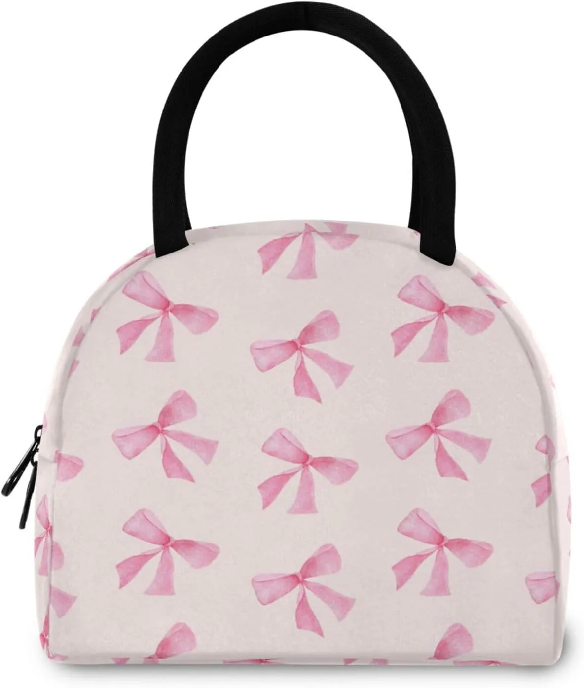 Pink Bow Lunch Bag, Insulated Lunch Box, Small Leakproof Cooler Food Lunch Containers Reusable Lunch Tote Bags for Work, Travel, Outdoor