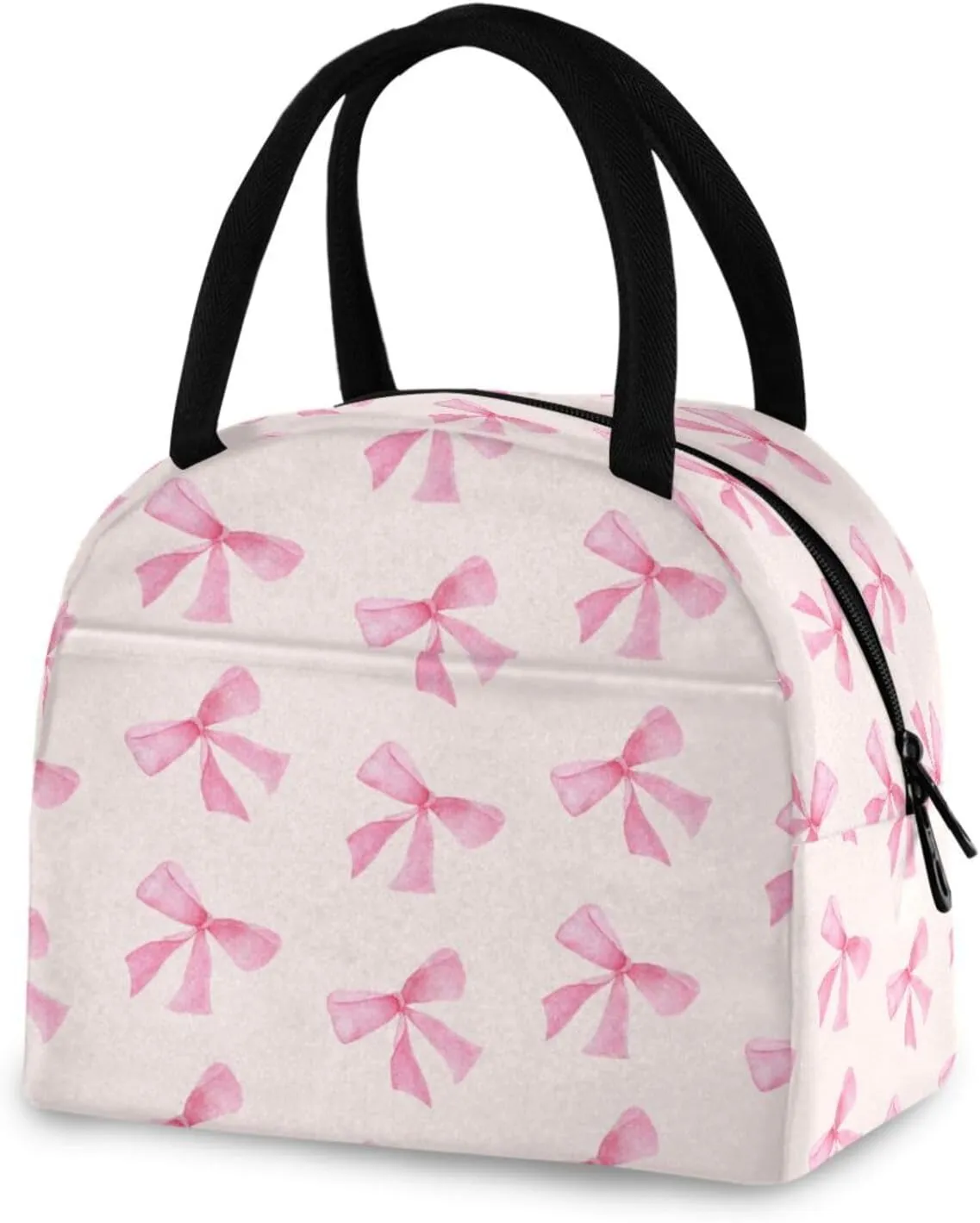 Pink Bow Lunch Bag, Insulated Lunch Box, Small Leakproof Cooler Food Lunch Containers Reusable Lunch Tote Bags for Work, Travel, Outdoor