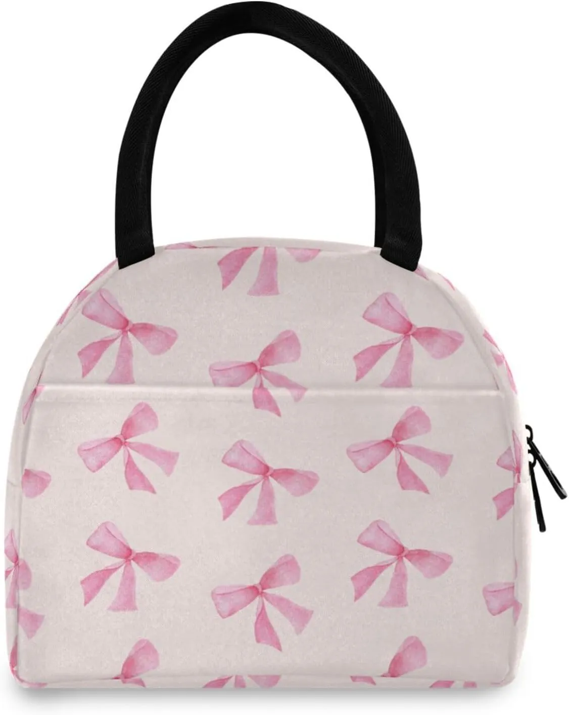 Pink Bow Lunch Bag, Insulated Lunch Box, Small Leakproof Cooler Food Lunch Containers Reusable Lunch Tote Bags for Work, Travel, Outdoor