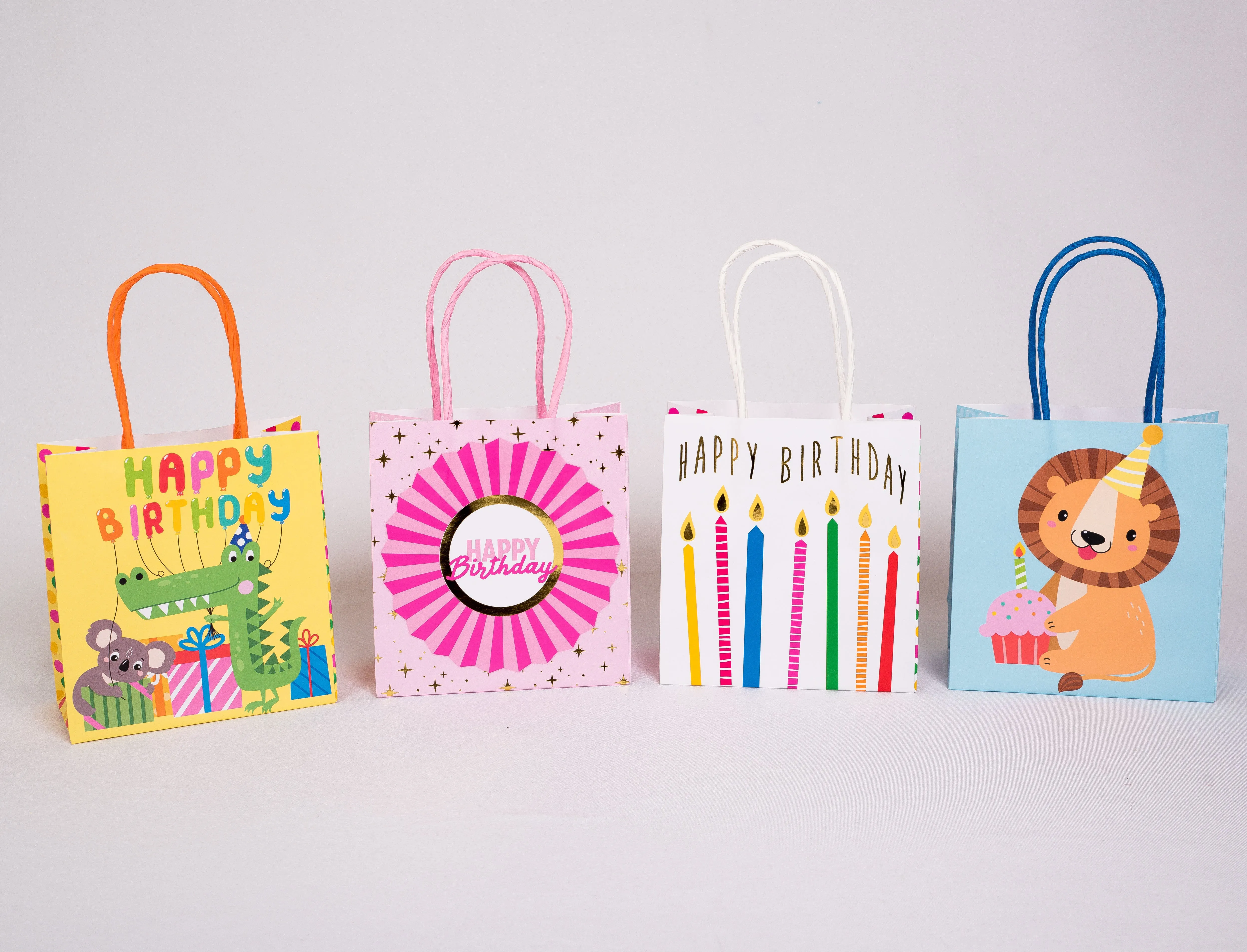 Pink Happy Birthday Favor Bags Set of 6
